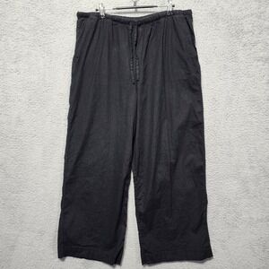 Athleta Womens Black Wide Leg Linen Rayon Pants Elastic Pockets Size Large